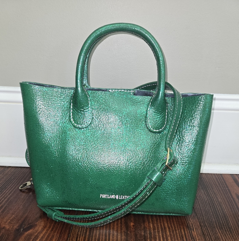 Upcrafted Portland Leather Goods Large Raindrop With Pink Contrast Stitching